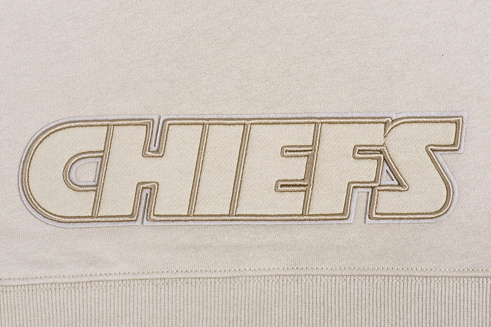 NFL KANSAS CITY CHIEFS NEUTRAL WOMEN'S CROPPED PULLOVER HOODIE (TAUPE)