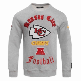 NFL KANSAS CITY CHIEFS OLD ENGLISH MEN'S CREWNECK (HEATHER GREY)