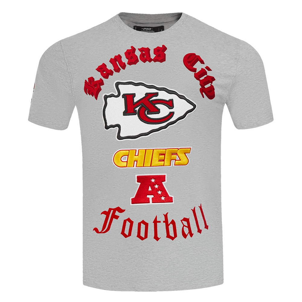 NFL KANSAS CITY CHIEFS OLD ENGLISH MEN'S TEE (HEATHER GREY)