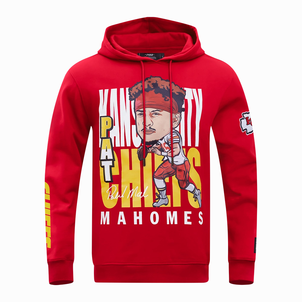 NFL KANSAS CITY CHIEFS PATRICK MAHOMES #15 REMIX AVATAR MEN'S FLEECE PULLOVER HOODIE (RED)