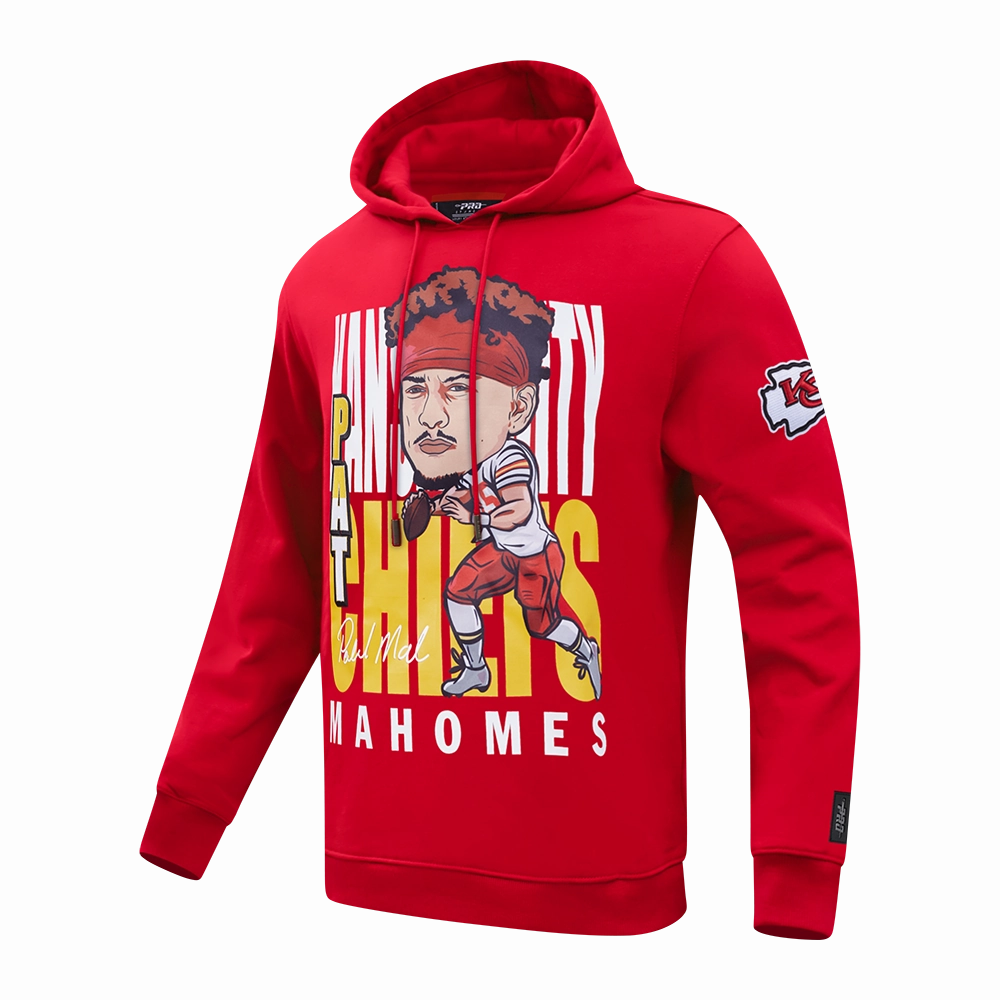 NFL KANSAS CITY CHIEFS PATRICK MAHOMES #15 REMIX AVATAR MEN'S FLEECE PULLOVER HOODIE (RED)