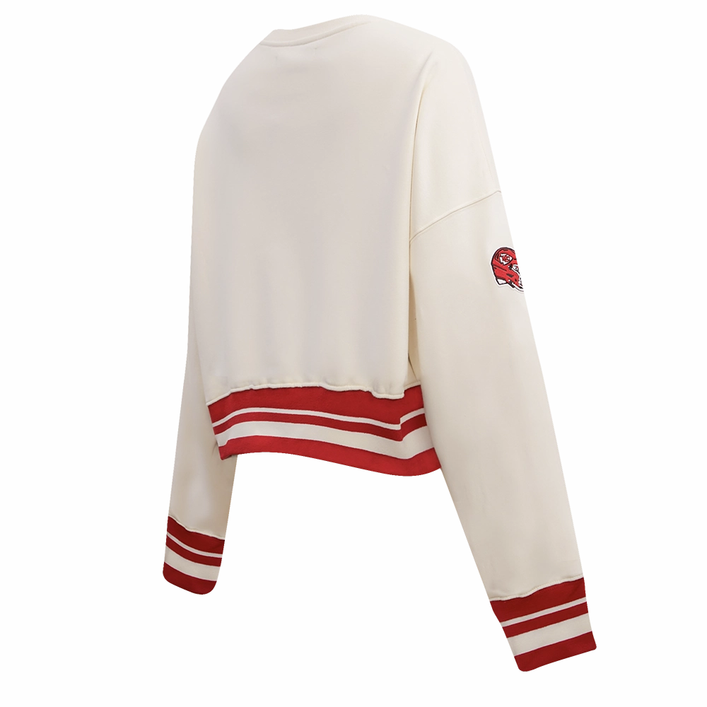 NFL KANSAS CITY CHIEFS RETRO CLASSIC WOMEN'S RIB CREWNECK (EGGSHELL/ RED)
