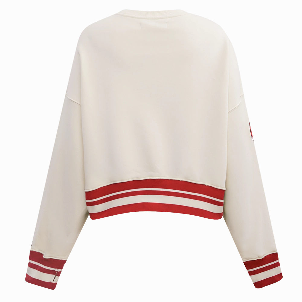 NFL KANSAS CITY CHIEFS RETRO CLASSIC WOMEN'S RIB CREWNECK (EGGSHELL/ RED)