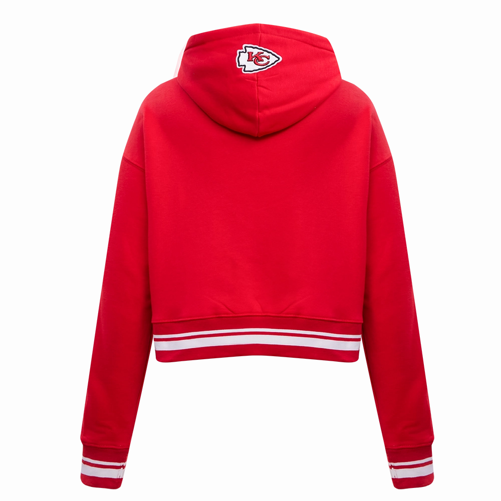 NFL KANSAS CITY CHIEFS RETRO CLASSIC WOMEN'S RIB CROPPED PULLOVER HOODIE (RED)