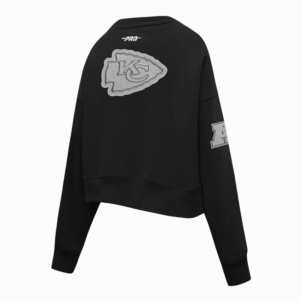 NFL KANSAS CITY CHIEFS REVERSE FRENCH TERRY WOMEN'S FLEECE CREWNECK (BLACK)