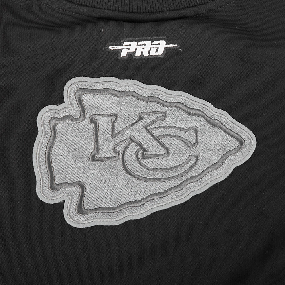 NFL KANSAS CITY CHIEFS REVERSE FRENCH TERRY WOMEN'S FLEECE CREWNECK (BLACK)