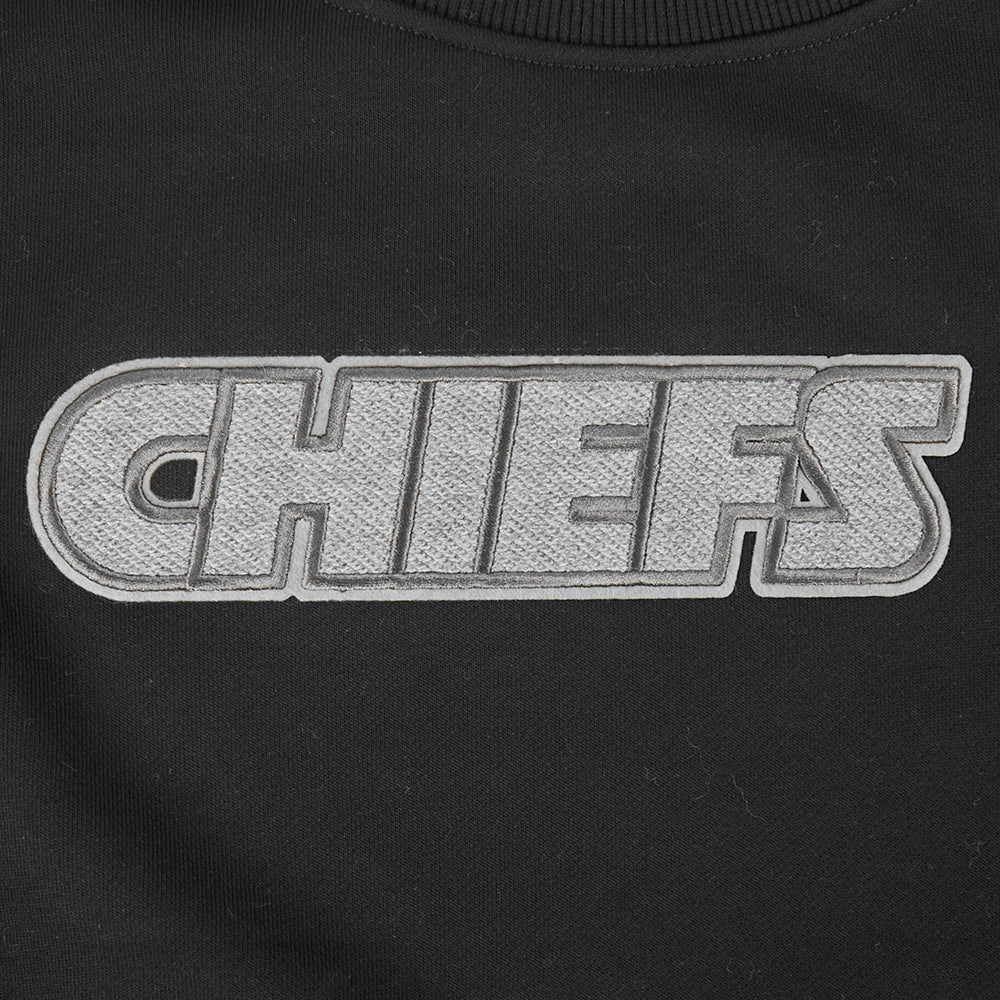NFL KANSAS CITY CHIEFS REVERSE FRENCH TERRY WOMEN'S FLEECE CREWNECK (BLACK)