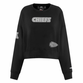 NFL KANSAS CITY CHIEFS REVERSE FRENCH TERRY WOMEN'S FLEECE CREWNECK (BLACK)