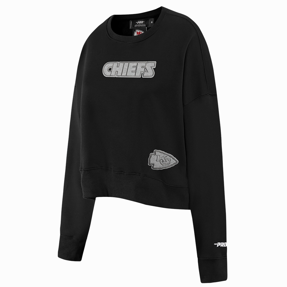 NFL KANSAS CITY CHIEFS REVERSE FRENCH TERRY WOMEN'S FLEECE CREWNECK (BLACK)