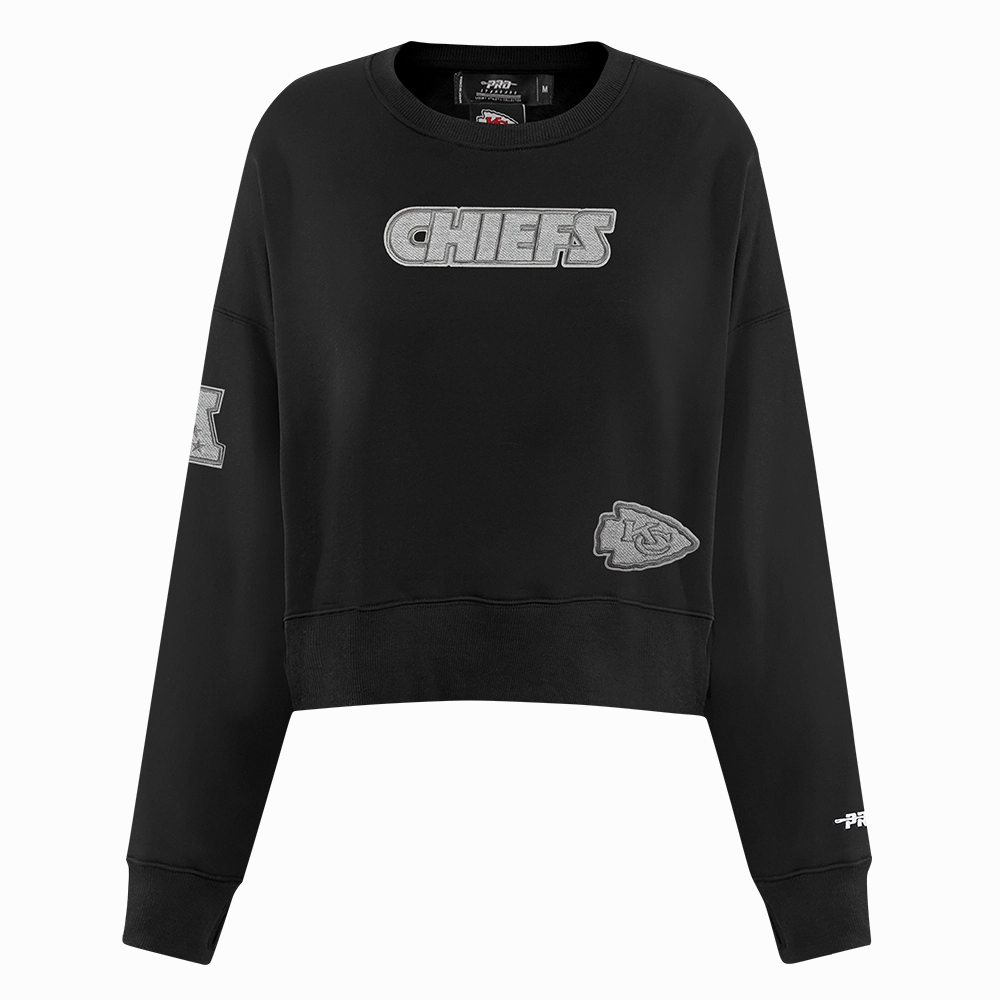 NFL KANSAS CITY CHIEFS REVERSE FRENCH TERRY WOMEN'S FLEECE CREWNECK (BLACK)