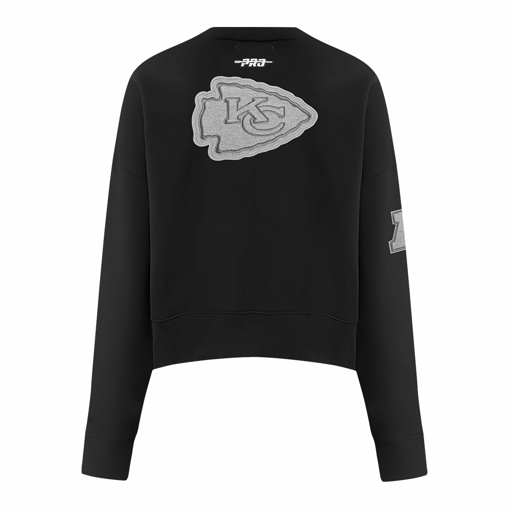NFL KANSAS CITY CHIEFS REVERSE FRENCH TERRY WOMEN'S FLEECE CREWNECK (BLACK)