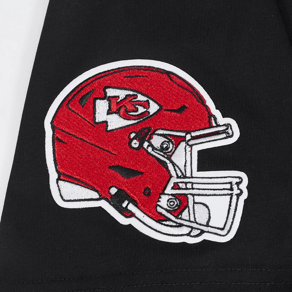 NFL KANSAS CITY CHIEFS RIB CAGE MEN'S COTTON JERSEY DROP SHOULDER TEE (BLACK)