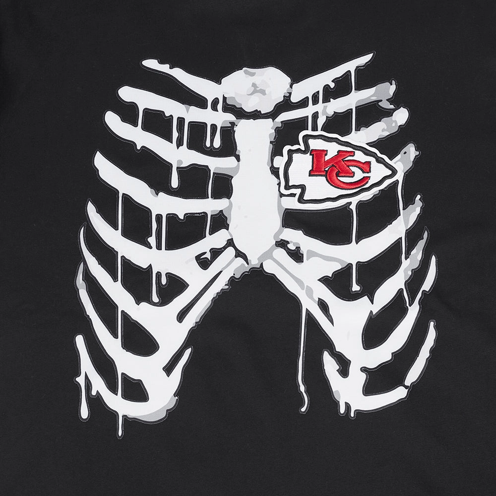 NFL KANSAS CITY CHIEFS RIB CAGE MEN'S COTTON JERSEY DROP SHOULDER TEE (BLACK)