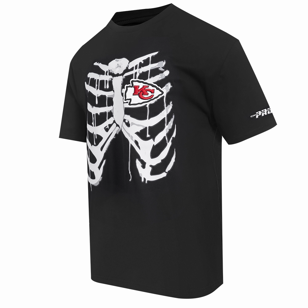 NFL KANSAS CITY CHIEFS RIB CAGE MEN'S COTTON JERSEY DROP SHOULDER TEE (BLACK)