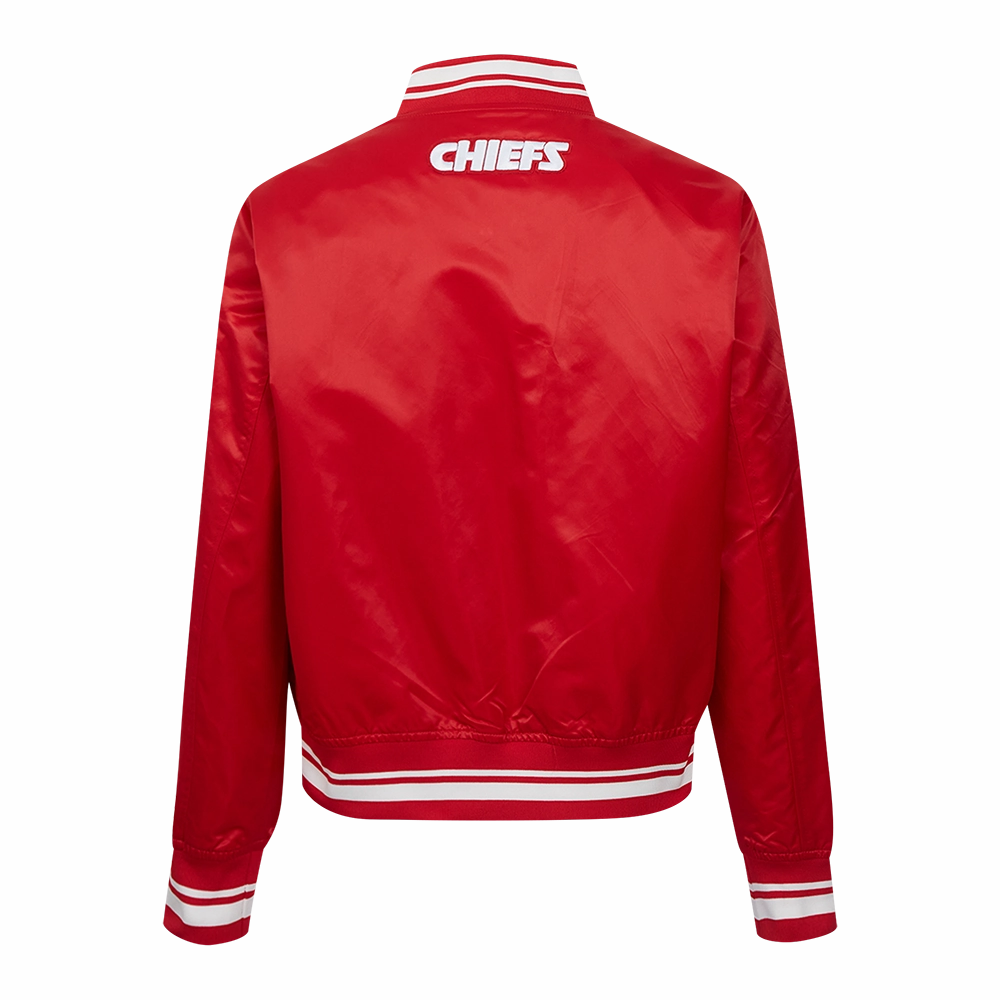 NFL KANSAS CITY CHIEFS SCRIPT TAIL WOMEN'S SATIN JACKET (RED)