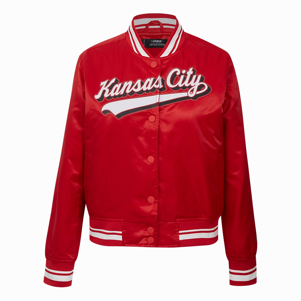 NFL KANSAS CITY CHIEFS SCRIPT TAIL WOMEN'S SATIN JACKET (RED)