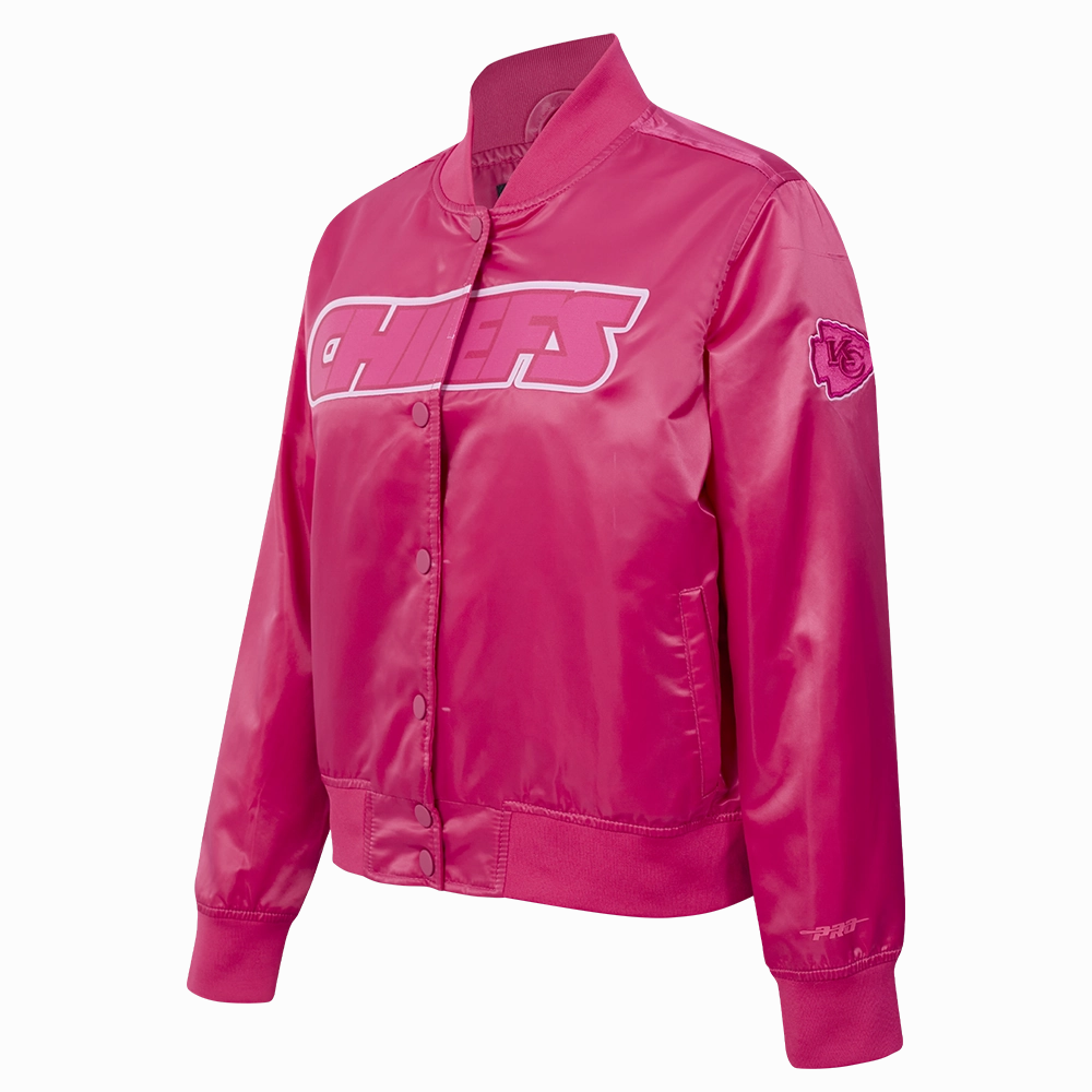 NFL KANSAS CITY CHIEFS TRIPLE PINK WOMEN'S SATIN JACKET (BEETROOT PURPLE)