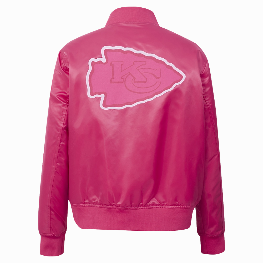 NFL KANSAS CITY CHIEFS TRIPLE PINK WOMEN'S SATIN JACKET (BEETROOT PURPLE)
