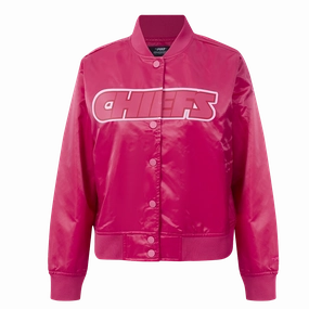 NFL KANSAS CITY CHIEFS TRIPLE PINK WOMEN'S SATIN JACKET (BEETROOT PURPLE)