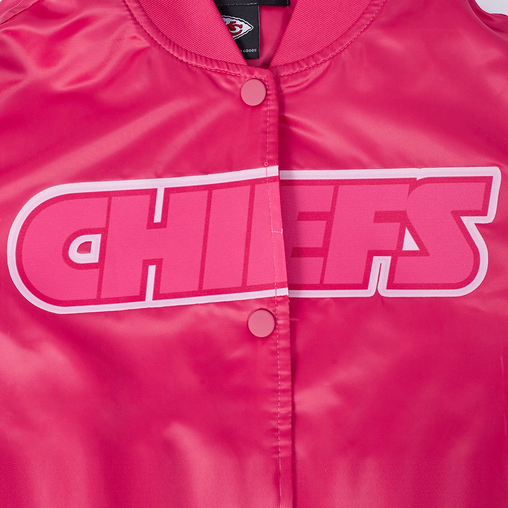 NFL KANSAS CITY CHIEFS TRIPLE PINK WOMEN'S SATIN JACKET (BEETROOT PURPLE)