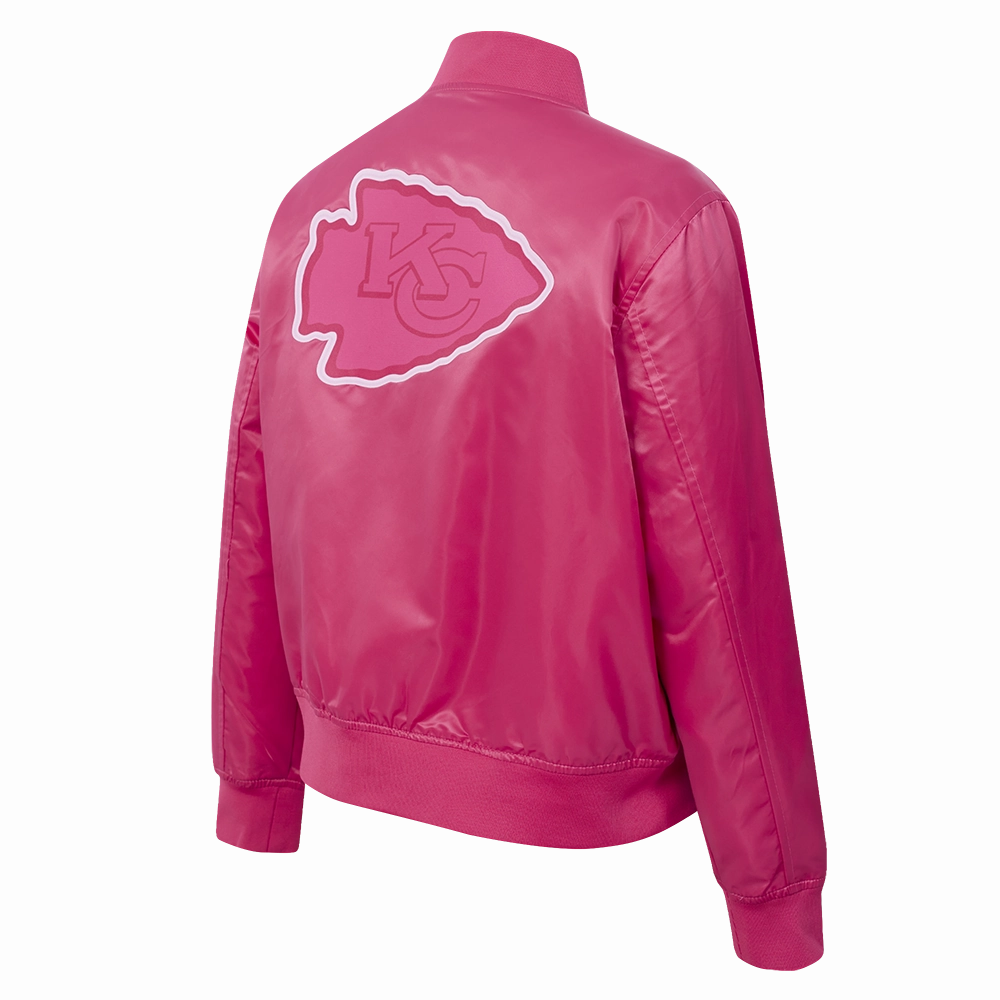 NFL KANSAS CITY CHIEFS TRIPLE PINK WOMEN'S SATIN JACKET (BEETROOT PURPLE)