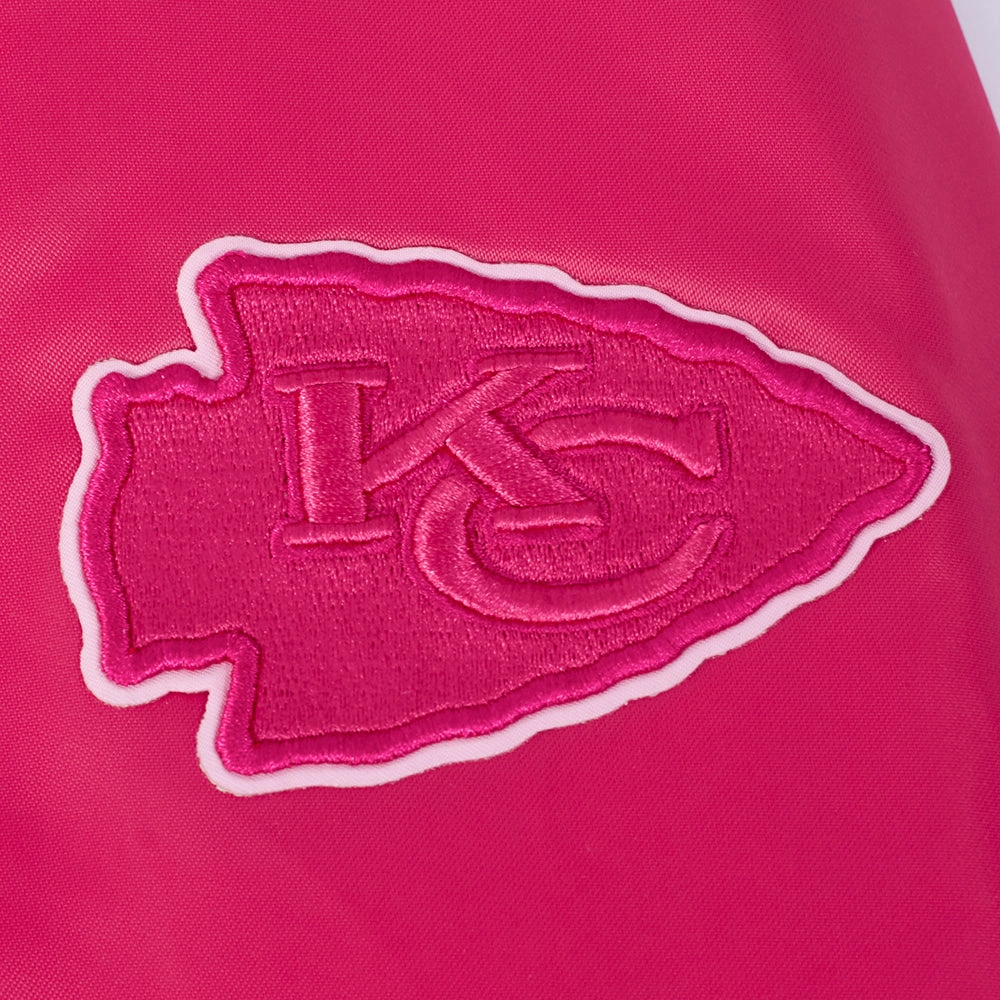 NFL KANSAS CITY CHIEFS TRIPLE PINK WOMEN'S SATIN JACKET (BEETROOT PURPLE)