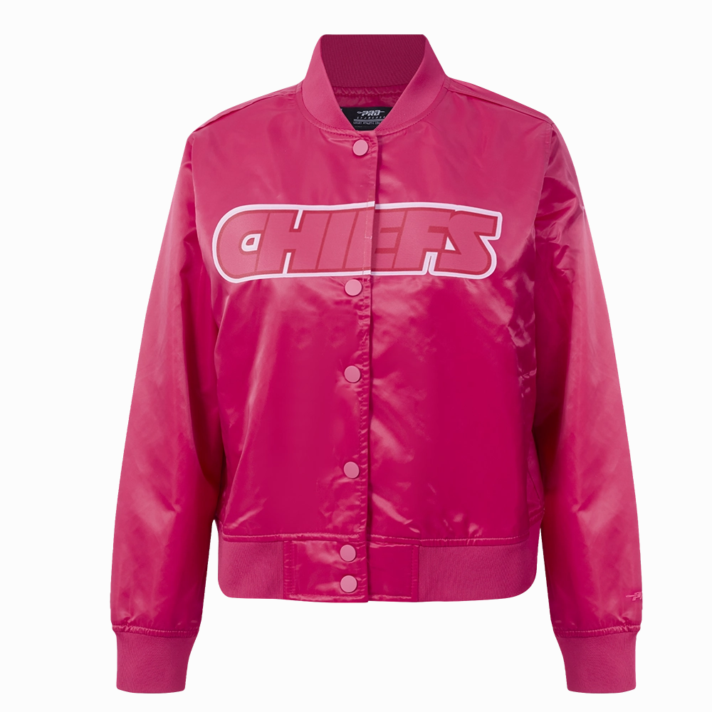 NFL KANSAS CITY CHIEFS TRIPLE PINK WOMEN'S SATIN JACKET (BEETROOT PURPLE)