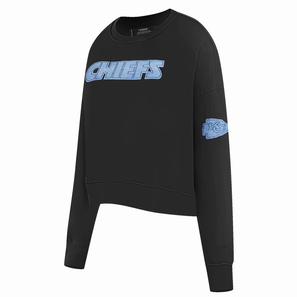 NFL KANSAS CITY CHIEFS VARSITY BLUES WOMEN'S CREWNECK (BLACK)