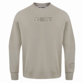 NFL KANSAS CITY CHIEFS WINGSPAN MEN'S DROP SHOULDER FLEECE CREWNECK (TAUPE)