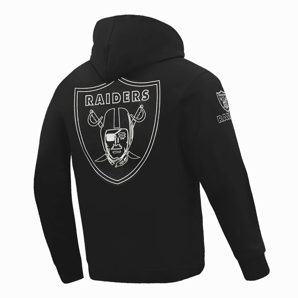 NFL LAS VEGAS RAIDERS BLACK & GOLD MEN'S DOUBLE KNIT PULLOVER HOODIE (BLACK)