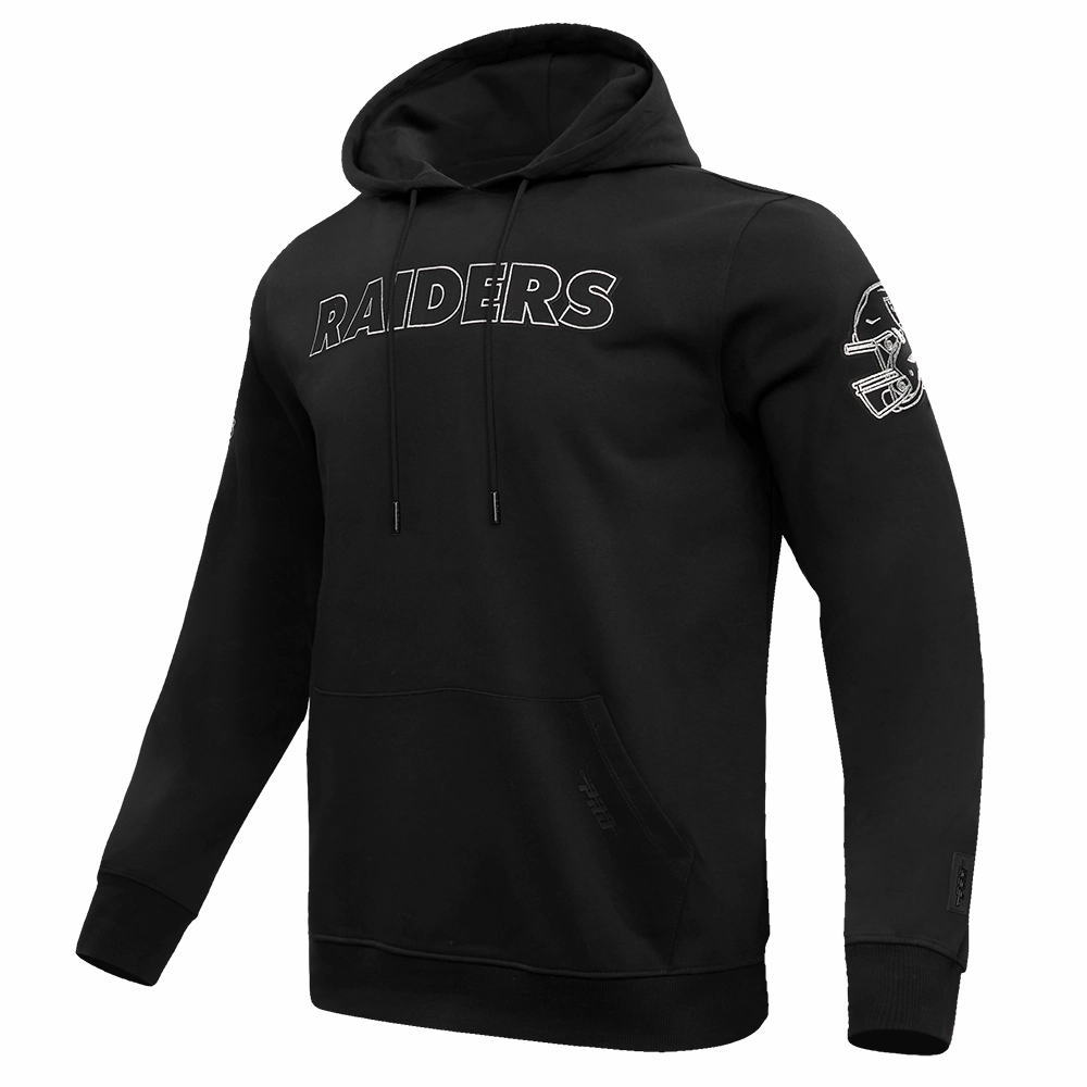 NFL LAS VEGAS RAIDERS BLACK & GOLD MEN'S DOUBLE KNIT PULLOVER HOODIE (BLACK)