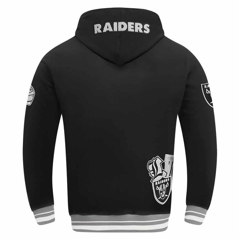 NFL LAS VEGAS RAIDERS CITY RANSOM MEN'S RIB FLEECE PULLOVER HOODIE (BLACK/GRAY)