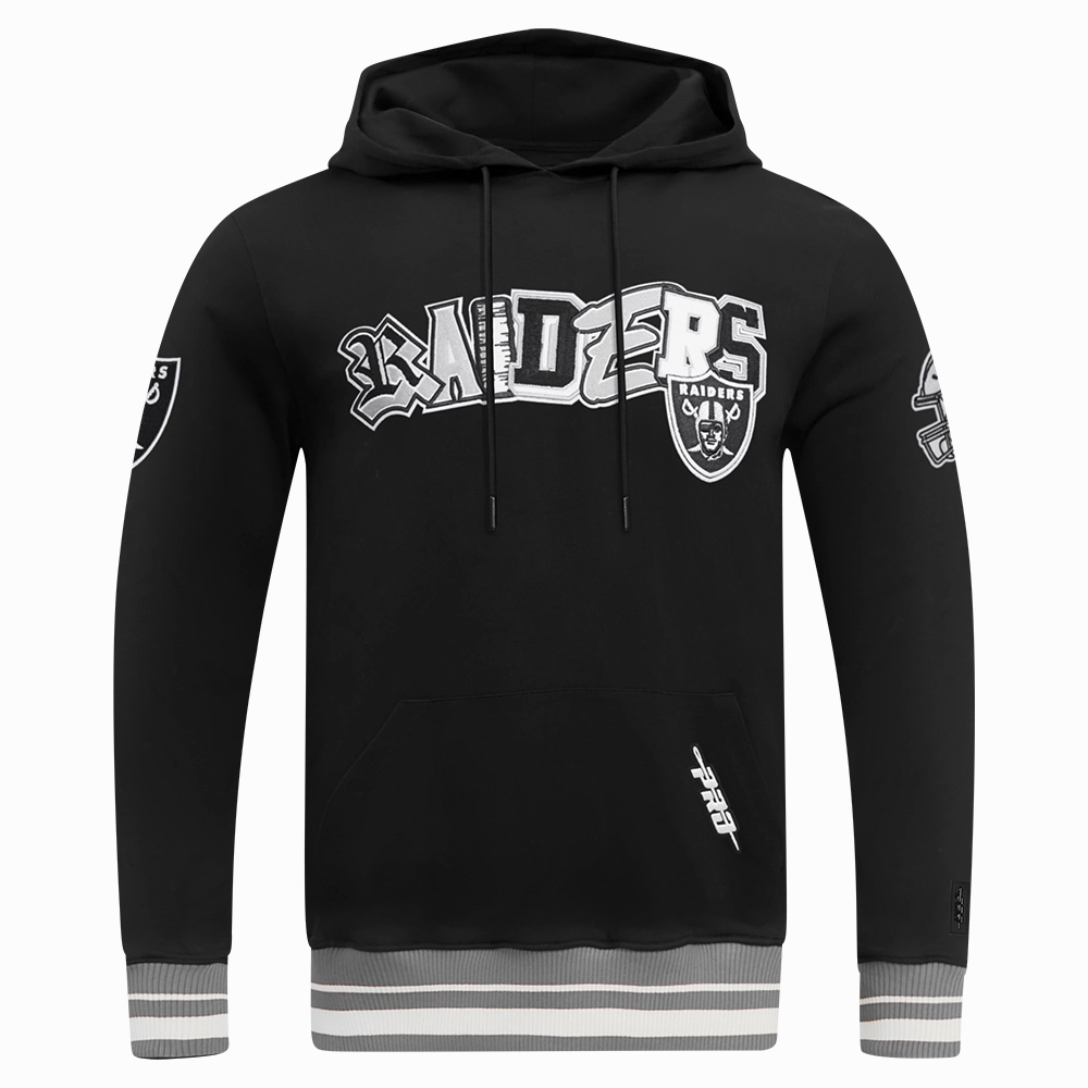 NFL LAS VEGAS RAIDERS CITY RANSOM MEN'S RIB FLEECE PULLOVER HOODIE (BLACK/GRAY)
