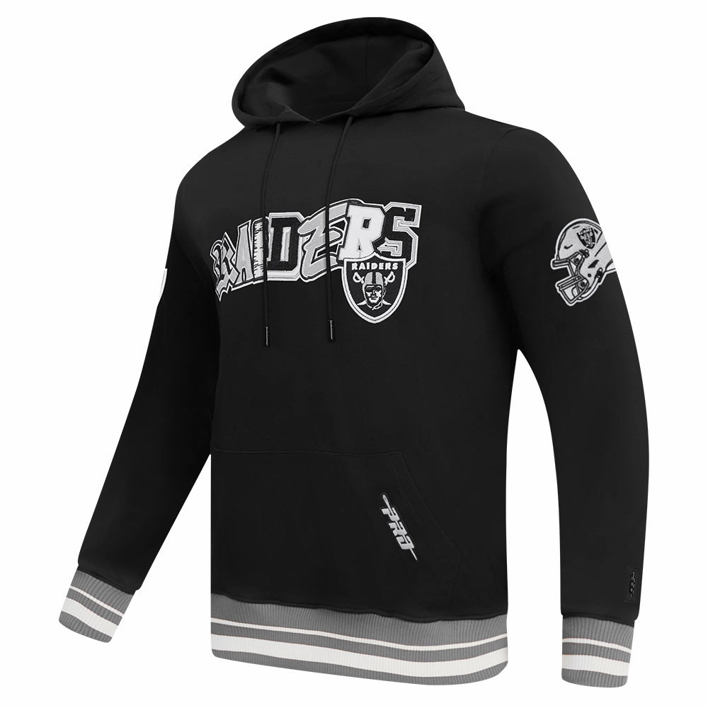 NFL LAS VEGAS RAIDERS CITY RANSOM MEN'S RIB FLEECE PULLOVER HOODIE (BLACK/GRAY)