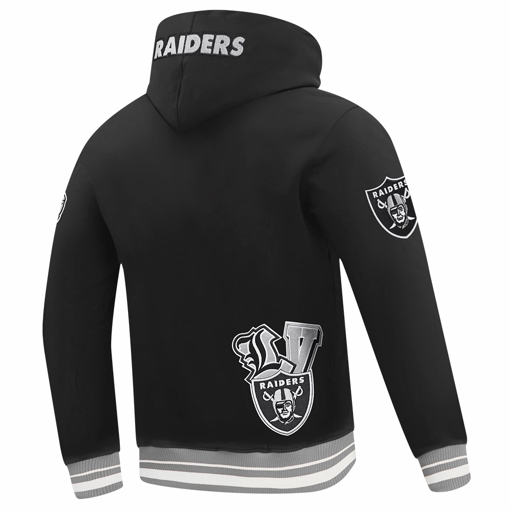 NFL LAS VEGAS RAIDERS CITY RANSOM MEN'S RIB FLEECE PULLOVER HOODIE (BLACK/GRAY)