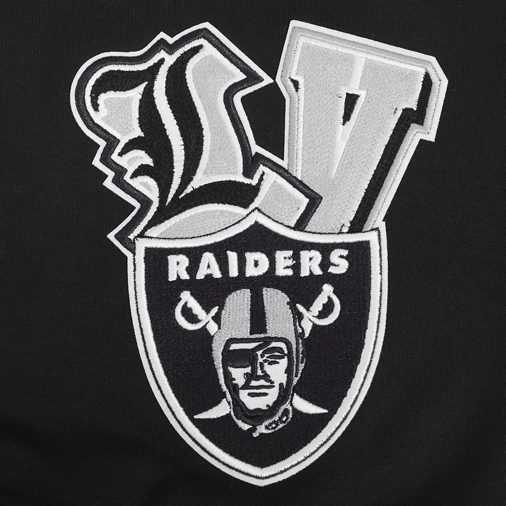 NFL LAS VEGAS RAIDERS CITY RANSOM MEN'S RIB FLEECE PULLOVER HOODIE (BLACK/GRAY)