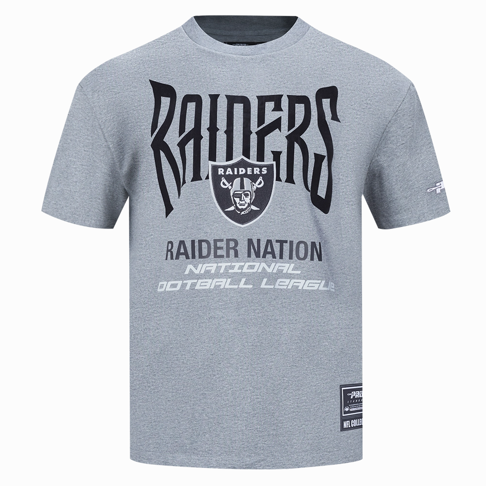 NFL LAS VEGAS RAIDERS CITY TOUR 2.0 MEN'S COTTON JERSEY DROP SHOULDER TEE (DARK HEATHER GRAY)