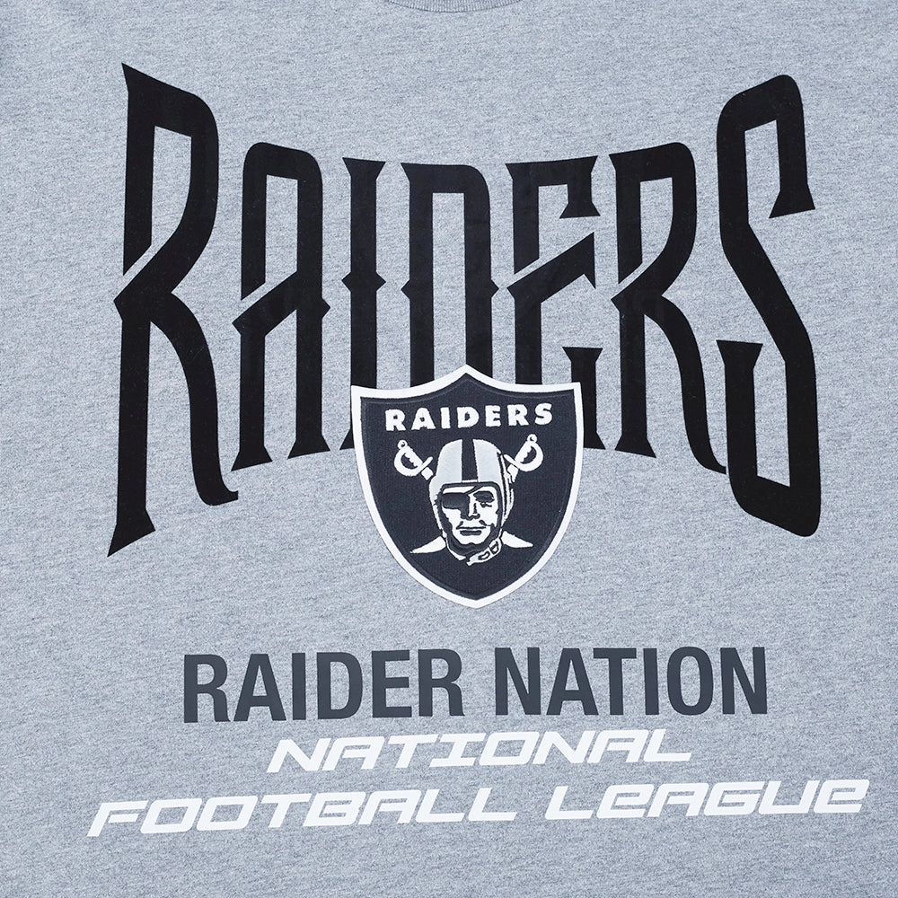 NFL LAS VEGAS RAIDERS CITY TOUR 2.0 MEN'S COTTON JERSEY DROP SHOULDER TEE (DARK HEATHER GRAY)