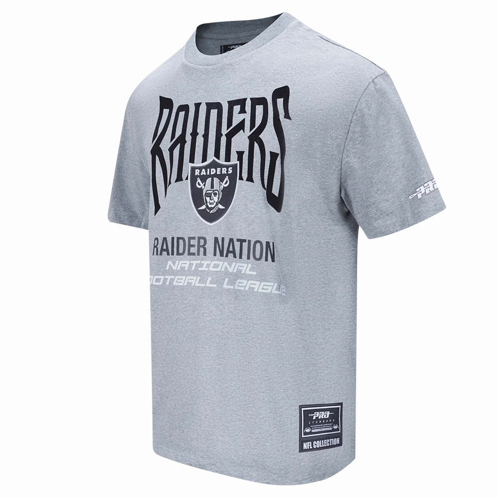 NFL LAS VEGAS RAIDERS CITY TOUR 2.0 MEN'S COTTON JERSEY DROP SHOULDER TEE (DARK HEATHER GRAY)