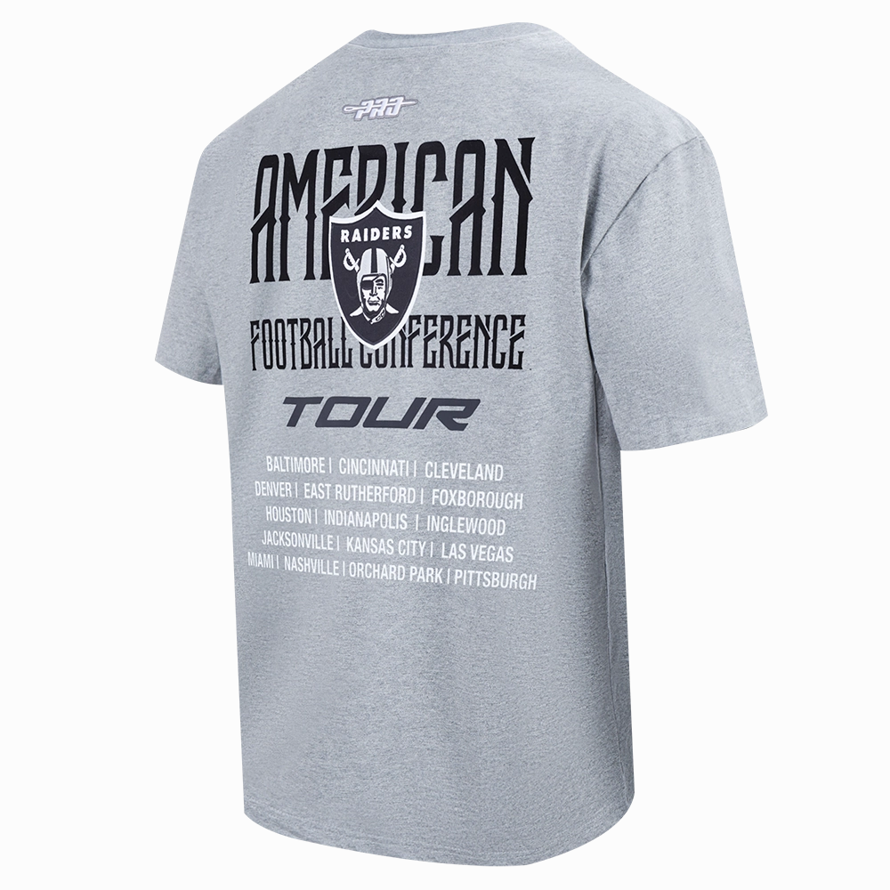NFL LAS VEGAS RAIDERS CITY TOUR 2.0 MEN'S COTTON JERSEY DROP SHOULDER TEE (DARK HEATHER GRAY)