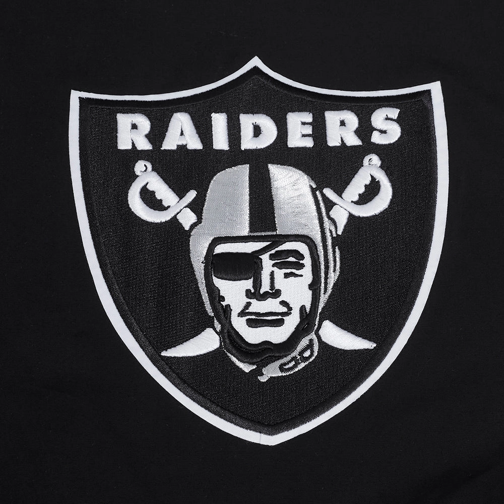 NFL LAS VEGAS RAIDERS CLASSIC WIND SUIT MEN'S WOVEN FULL ZIP PULLOVER HOODIE (BLACK)