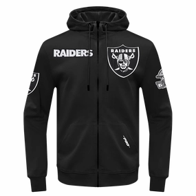 NFL LAS VEGAS RAIDERS CLASSIC WIND SUIT MEN'S WOVEN FULL ZIP PULLOVER HOODIE (BLACK)