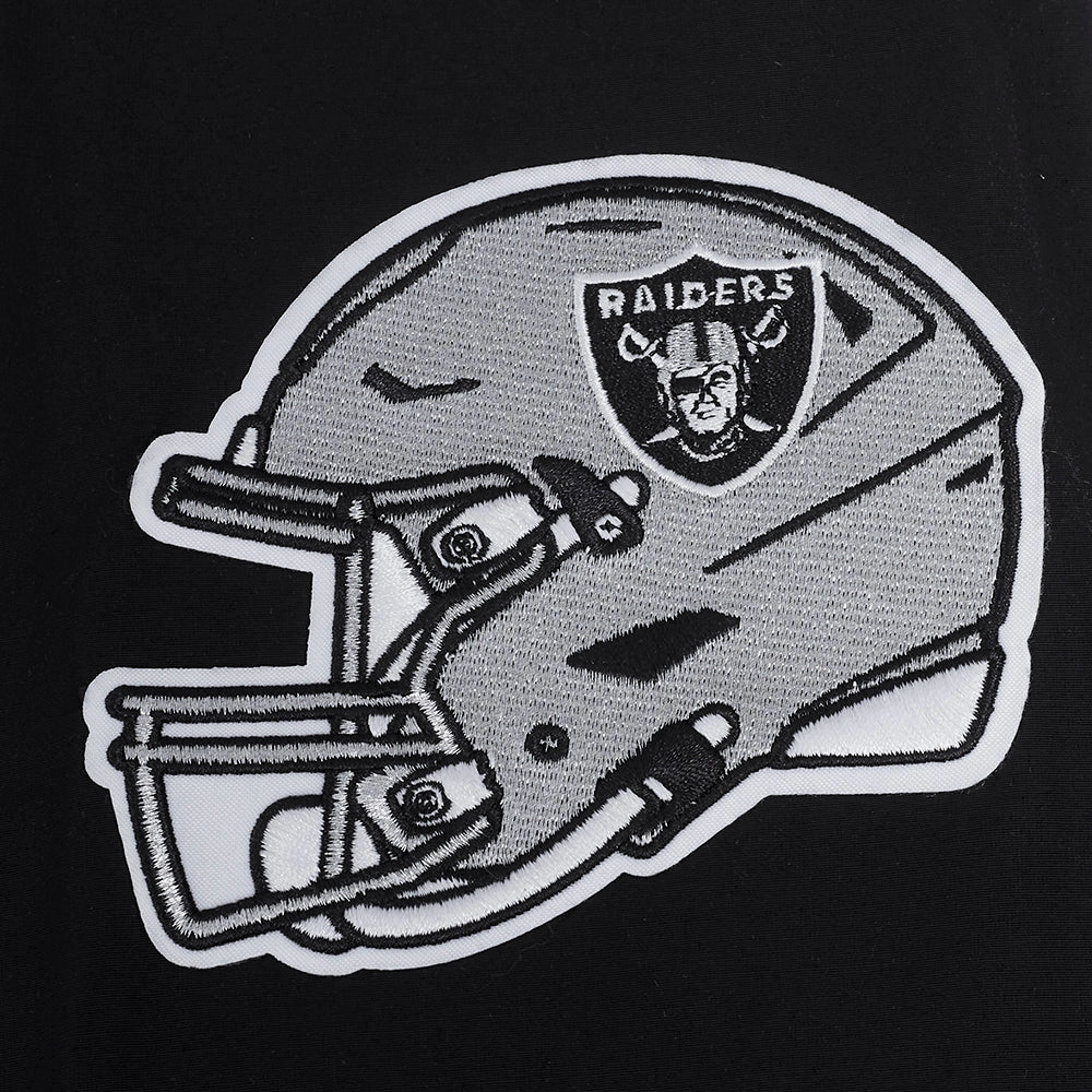 NFL LAS VEGAS RAIDERS CLASSIC WIND SUIT MEN'S WOVEN FULL ZIP PULLOVER HOODIE (BLACK)