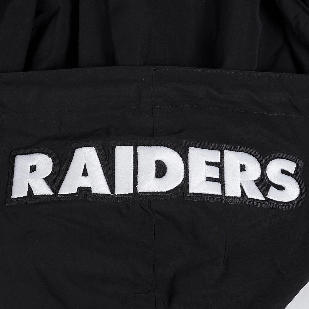 NFL LAS VEGAS RAIDERS CLASSIC WIND SUIT MEN'S WOVEN FULL ZIP PULLOVER HOODIE (BLACK)
