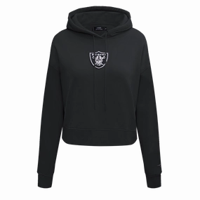 NFL LAS VEGAS RAIDERS CLASSIC WOMEN'S CROPPED PULLOVER HOODIE (BLACK)