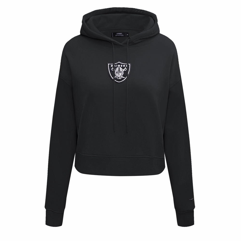 NFL LAS VEGAS RAIDERS CLASSIC WOMEN'S CROPPED PULLOVER HOODIE (BLACK)
