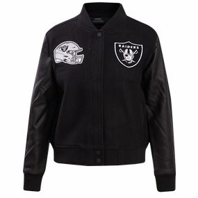 NFL LAS VEGAS RAIDERS CLASSIC WOOL WOMEN'S VARSITY JACKET (JET BLACK)
