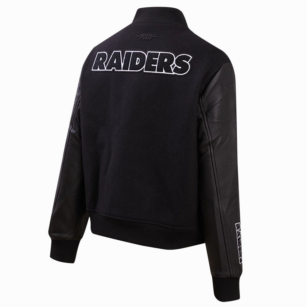NFL LAS VEGAS RAIDERS CLASSIC WOOL WOMEN'S VARSITY JACKET (JET BLACK)