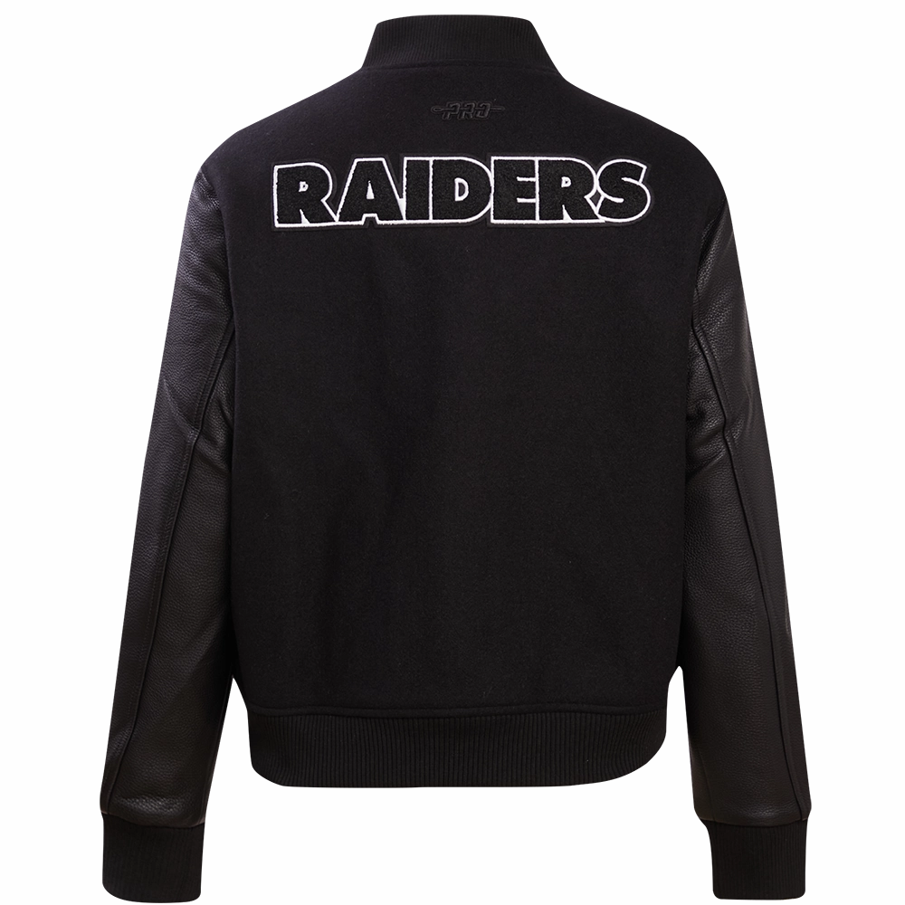 NFL LAS VEGAS RAIDERS CLASSIC WOOL WOMEN'S VARSITY JACKET (JET BLACK)