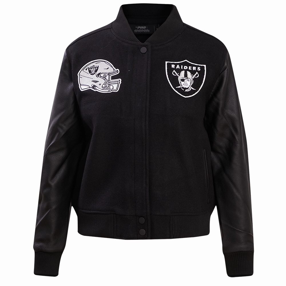 NFL LAS VEGAS RAIDERS CLASSIC WOOL WOMEN'S VARSITY JACKET (JET BLACK)